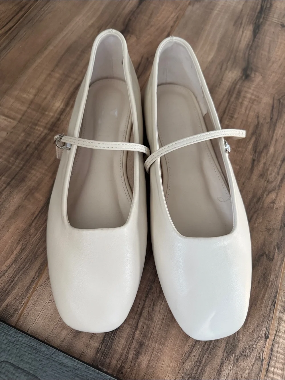 Nhibre Maryjane Flats (1cm) Cream Leather Mary Jane Flats